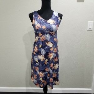 Patagonia Magnolia Spring Floral Dress Twist Back Blue Tropical Summer Small